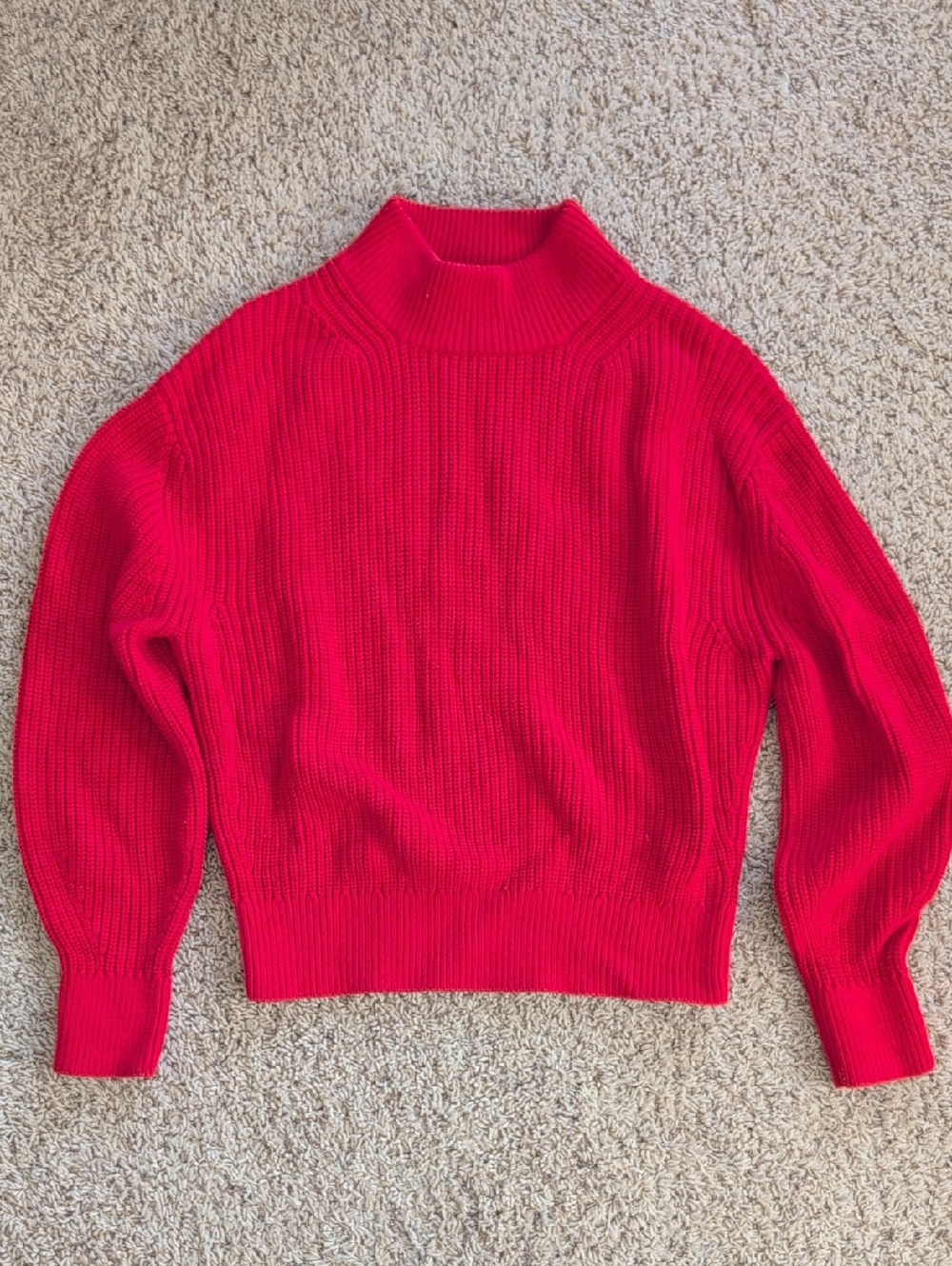 COS Bright Red Ribbed Turtleneck Sweater